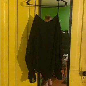 Black Cold Shoulder Tie Top